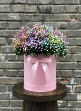 Цветочная композиция из Гипсофила и Розы в шляпной коробке в Дзержинском