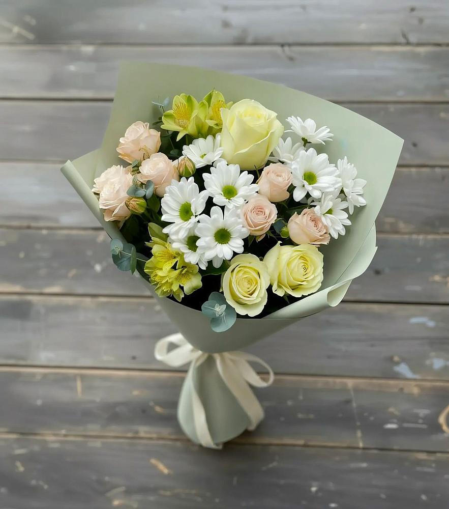 Букет цветов из: Альстромерии, Розы и Хризантемы в Дзержинском