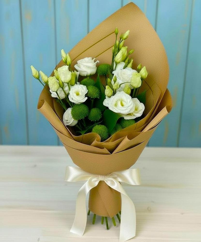 Букет цветов из: Хризантемы и Лизиантусы в Дзержинском