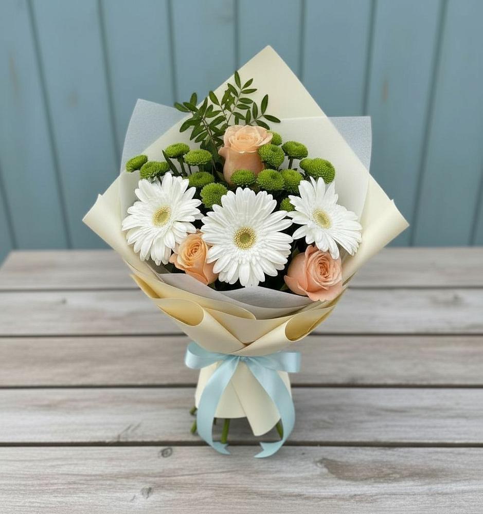 Букет цветов из: Герберы, Розы и Хризантемы в Дзержинском