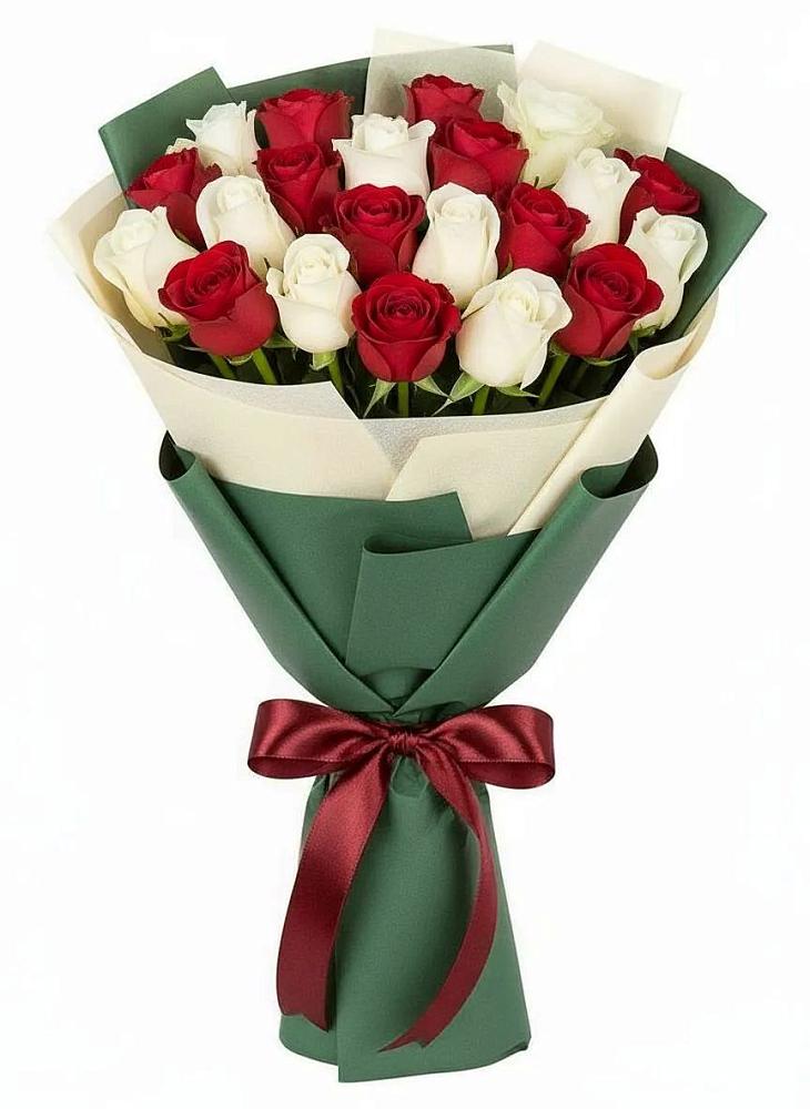 Букет Микс из красных и белых роз в Дзержинском