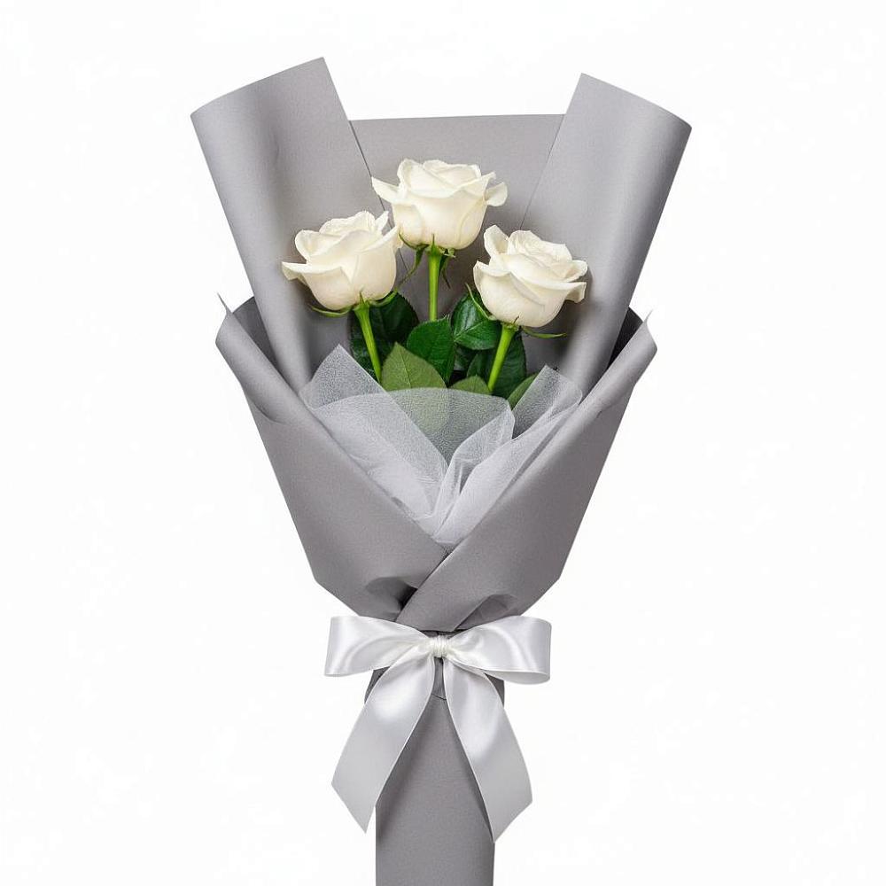 Букет 3 белые розы в Дзержинском
