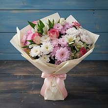 Букет цветов из:  Хризантемы, Альстромерии и Розы в Дзержинском