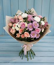 Букет цветов из:  Хризантемы, Розы и Альстромерии в Дзержинском