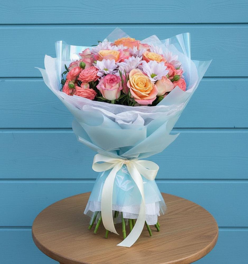 Букет цветов из: Хризантемы и Розы в Дзержинском