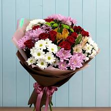 Букет цветов из:  Розы, Хризантемы и Альстромерии #REPLACE_PRED# Дзержинском