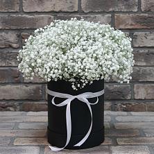 Цветочная композиция из Гипсофила в шляпной коробке в Дзержинском